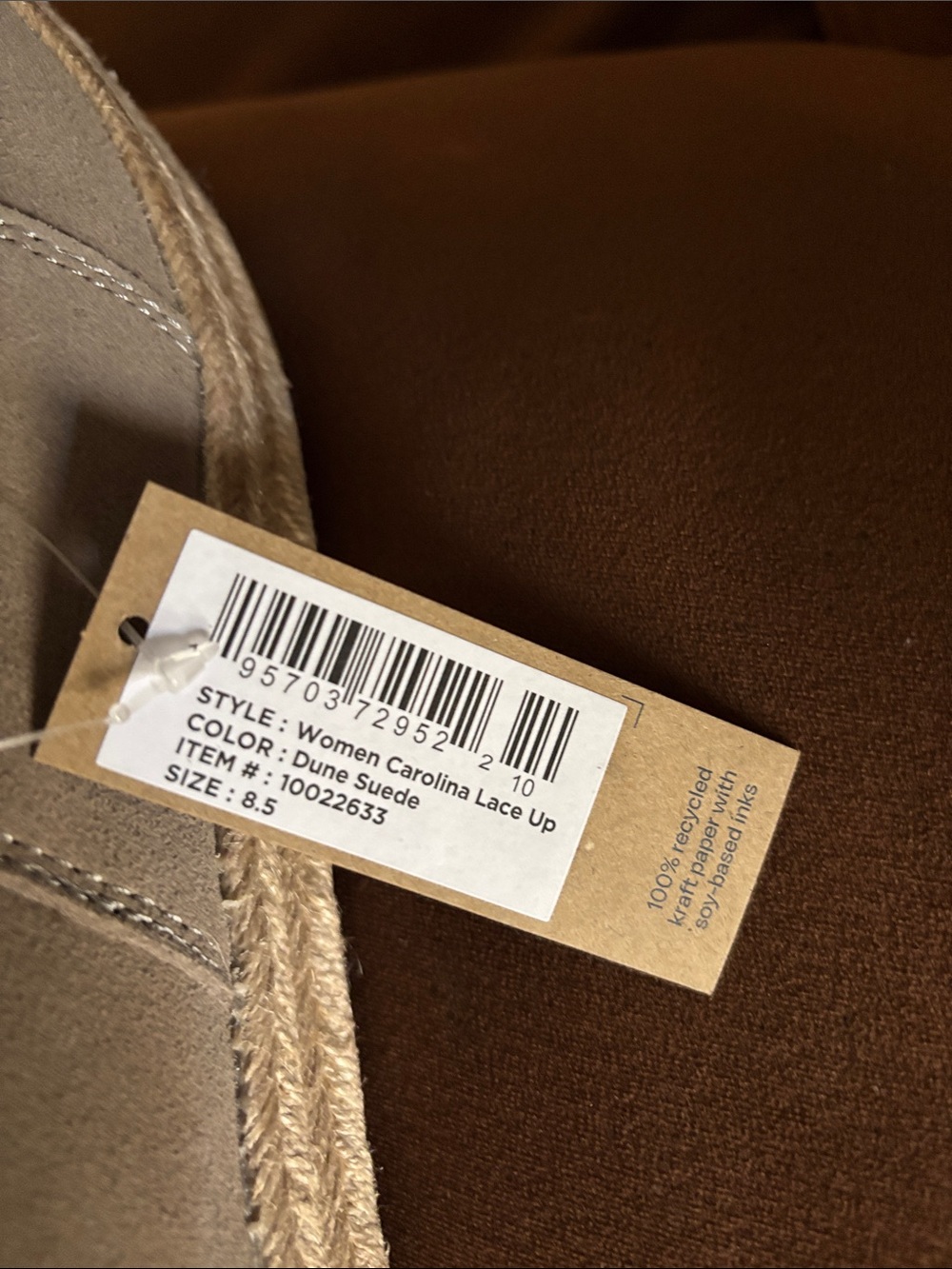 Toms Dune Suede Carolina Lace Up Platform Slip-Ons with Cream Ribbon Laces - Picture 6 of 6
